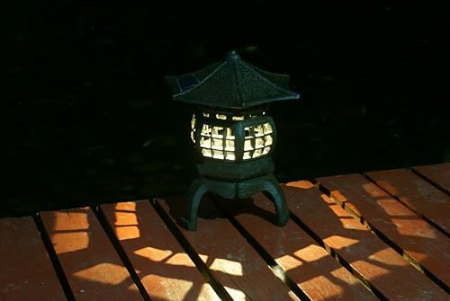 TIAAN Japanese Garden Lantern, “Yukimi-gata” Designed, Super Bright LED Illuminated Pagoda Light, Solar Power Garden Lantern， Stone-Look Finish, Decorative Outdoor (Oki-gata) - Image 6