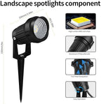 7W LED Landscape Lights Low Voltage, RGBW Color Changing 12V AC/DC Waterproof Outdoor Spotlights with Remote Control, IP65 Garden Pathway Lights with 12 Spike Stands for Christmas Decorative(12 Pack) - Image 5