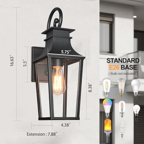 ALVIME 17" Matte Black Outdoor Sconce Lights - Image 4