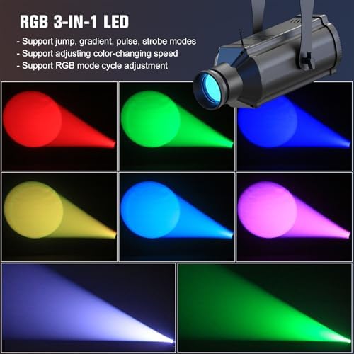 LEKO Profile Stage Spotlights, 100W RGB COB Lights, Zoom Control & DMX512 Par Ellipsidal Lights, 7CH Manual Focus LED Spotlight for Show Stage Performance Event, 4 Pack - Image 3
