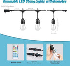 Auroraworld 48FT RGB Outdoor String Lights – Dimmable Patio Lights with Remote & Shatterproof Bulbs for Porch, Balcony & Garden Parties - Image 6