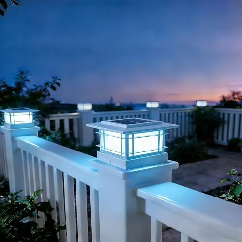 Dynaming 4x4 Solar Post Cap Lights Outdoor with 2 Color Modes, 12 Pack Fence Post Solar Lights White Shell Fit for Vinyl/Wooden Posts, High Brightness SMD LED Lighting Decor for Garden Deck Patio - Image 6