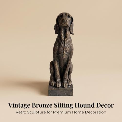 29" Resin Sitting Hound Dog Statue Hunting Sculpture Vintage Bronze - Image 3