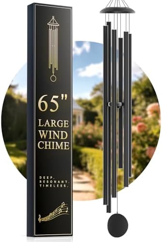 Large 65" Wind-Chimes-Outdoor-Deep-Tone, Soothing Melodic Tones Windchimes, Wind Chimes for Outside, Black Memorial Wind Chime Best Gift for Mom Women Grandma Neighbors by BugRetest