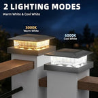 16 Pack Solar Post Cap Lights 4x4, Dual-Color Waterproof Fence Post Solar Lights, Fits 4x4 Vinyl or 3.5x3.5 Wood Posts, Dusk to Dawn Outdoor Lighting for Deck, Garden & Porch Decor, Black - Image 2