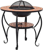 Mosaic Fire Pit Table with Steel Bowl, 26.8-inch Ceramic Surface for Garden Patio Backyard Heating and Barbecue Use - Image 2