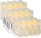 Flameless LED Candles with Timer 24 Pc Flickering Flameless Candles for Romantic Ambiance and Home Decoration Stable Acrylic Shell,with Embedded Star String，Battery Operated Candles（White） by FLAMELESSCANDLES