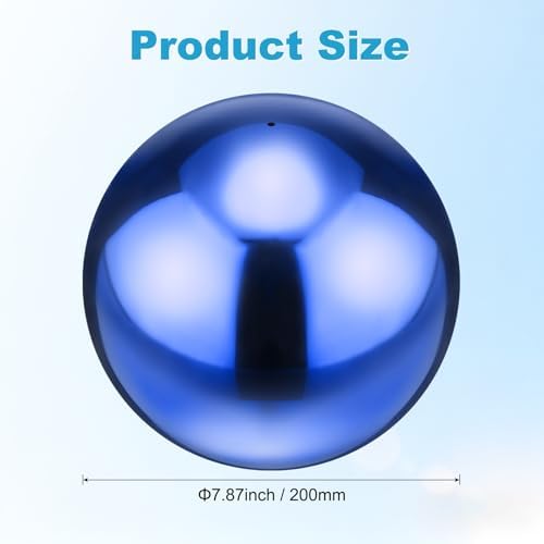 M METERXITY 1-Pack Garden Gazing Globes Ball 8 Inch 201 Stainless Steel Hollow Mirror Reflective Floating Ball for Garden/Pond/Home/Yard Outdoor Decoration [Ruby Blue] - Image 3