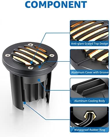 SUNVIE 6-Pack 12W 3000K LED Low Voltage Landscape Well Lights, Grated Top - Image 4