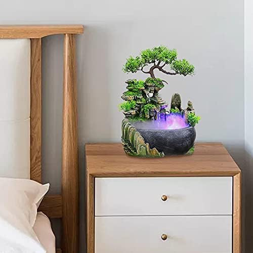 Rockery Stream Tabletop Fountain, Zen Meditation Indoor Waterfall Feature with Automatic Pump and Switch, Desktop Fountain for Home Office Bedroom Decoration(US regulations Include Fog) - Image 3