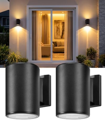 pearlstar 2Pack Solar Wall Lights Outdoor Up & Down Sconce 5.9" Cylinder - Image 2