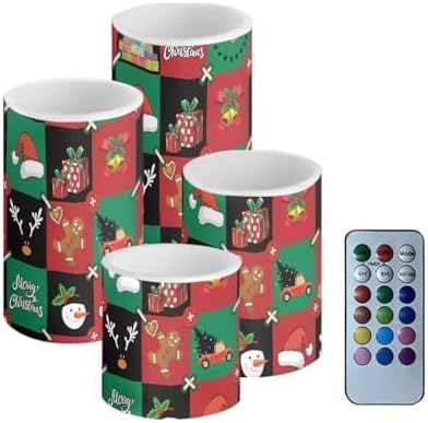 GLENLCWE Merry Christmas Puzzle Flameless Candle Set of 4 with Remote Control and Timer Battery Operated Candles Waterproof Flickering Realistic LED Candle Suitable for Outdoor Seaside Proposal by GLENLCWE