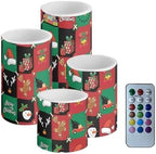 GLENLCWE Merry Christmas Puzzle Flameless Candle Set of 4 with Remote Control and Timer Battery Operated Candles Waterproof Flickering Realistic LED Candle Suitable for Outdoor Seaside Proposal by GLENLCWE
