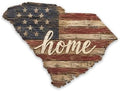 South Carolina "Home" State Shape Sign — Vintage American Flag Wall Decor by MRC+Wood+Products