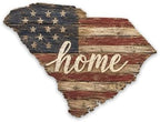 South Carolina "Home" State Shape Sign — Vintage American Flag Wall Decor by MRC+Wood+Products