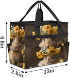 Funny Rabbit Garden Tool Bag Organizer Heavy Duty Floral Rabbit Gardening Tote Bag with 10 Pockets for Women Men Gardening Gifts - Image 4