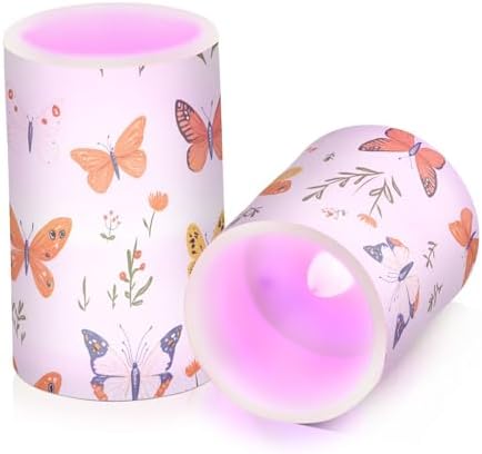 KLL Cartoon Cute Butterflies White Decorative Flickering Candles with Remote, Flickering led Electronic Lights Waterproof with Remote for Outdoor Outdoor Battery Powered - Image 2