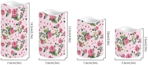 Romantic Rose Flameless Candles Battery Operated Candles Valentines Day Decorations for House Wedding Accessories Flickering LED Pillar Candles Set of 4 Valentines Day Gifts for Him - Image 2