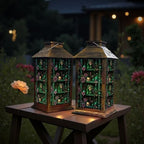 Solar Lantern Outdoor Garden Hanging Lantern Dark Green Shelf Skulls Vintage Books Purple Flowers Gothic Waterproof Solar Powered Lighting Outside Table Lamp for Patio Deck Yard Camping - Image 6