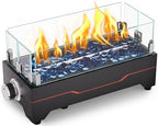 GRISUN 15 Inch Propane Tabletop Fire Pit, 30,000 BTU with Glass Wind Guard by Grisun