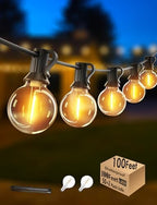 100FT Outdoor Globe String Lights LED Waterproof G40 String Lights Connectable with 52 Shatterproof Bulbs Dimmable Patio Lights String for Bistro Backyard Gazebo Lights by Skeerei