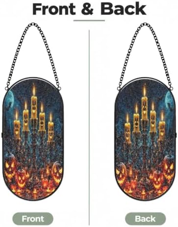 Halloween Skull Candle Pumpkin Ghost Moon Bat Sun Catcher 10.2In - Image 2