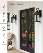 FEMILA Dusk to Dawn Exterior Wall Sconce, 15" Front Porch Light Fixtures Wall Mount for Patio, Garage, Garden, UL Listed, Matte Black Water Ripple Glass, 4FD54B-PC BK-WP - Image 6