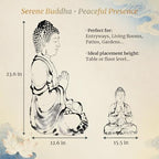 Sculptures Buddha Statue, Garden Statues 23.6 Inch Tall, Large Magnesium Oxide Buddha Sculpture Indoor & Outdoor, Statue for Home Decor Yard Porch Patio, Dark Gray with Gold Accents - Image 6