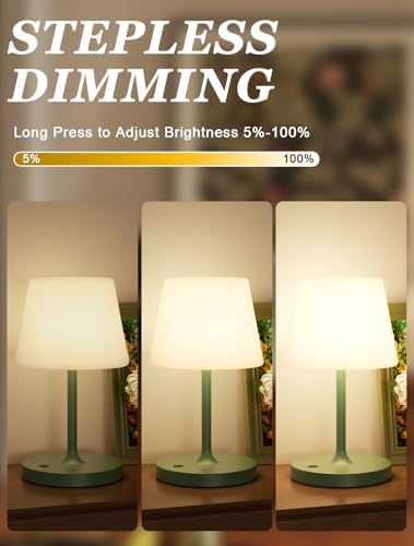 Kakanuo Green Cordless Shower Lamp Waterproof, Rechargeable Cordless Lamp with 4000mAh Battery, Touch Dimmable Table Lamp for Outdoor, Kitchen, Bathroom, Camping, Patio, IP54 - Image 2
