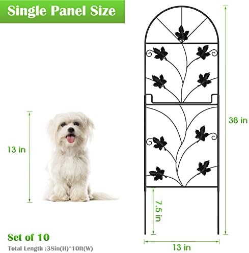 10 Pack Decorative Garden Fence Panels No Dig Fencing, Total 38in (H) x 10ft (L) Coated Metal RustProof Landscape Wire Border Folding Patio Fences Flower Bed Fencing Animal Barrier for Dog - Image 2