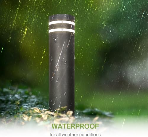 ASD 24" Round Bollard Light Fixture, Outdoor Pathway Floor Lamp | Antiglare, Waterproof, ETL Listed | 60W E26 Bulb Socket 120V | Landscape Hardwired Lighting, Exterior Post Lantern | Black, 4 Pack - Image 5