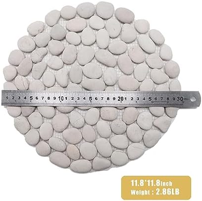 12 inch River Rock Stepping Stone - Diamater Pavers for Outdoor Garden Walkway, Landscaping - Polished Pebble Step Stones for Patio Yard Lawn Pathway, Set of 6 (Roundness,White) - Image 2