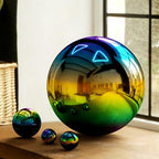 Stainless Steel Gazing Globe Mirror Ball, Garden Reflective Ball Decorations Outside House Decor Outdoor Decorations Mirror Polished Ball to Any Garden or Home (Colorful, Dia: 10 inch) - Image 5