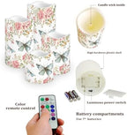 Butterfly Pink Floral Flameless Candles Realistic LED Candles with Remote and Timer Set of 4 Pillar Candles Battery Operated Candles for Valentines Home Table Wedding Birthday Decor - Image 3