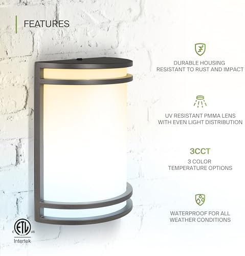 ASD LED Outdoor Wall Sconce, Bronze 120-277V 3000K 4000K 5000K ETL 2 Pack - Image 3