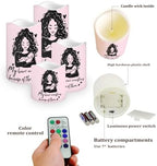 Mom Pattern Flameless Candles Battery Operated Candles with Remote Control and Timers Color Changing Mothers Day Decor Accessories Flickering LED Pillar Candles Set of 4 Cartoon Bat - Image 3