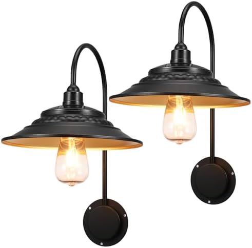 Solar Barn Lights Outdoor, Waterproof 2 Pack Gooseneck Barn Solar Lights by XIFEINIU