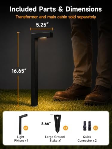 Gardenreet Solid Brass Low Voltage L-Shaped Path Light, Black, Wired,4Pack - Image 3