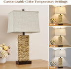GyroVu Rattan Table Lamps Set of 2, Bedside Lamps for Bedroom Nightstand - Image 4