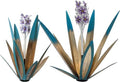 Metal Agave Plant Garden Art, 2 Pack Tequila Rustic Sculpture, Rustic Metal Agave Plants Lawn Home Ornaments, for Yard Stakes, Garden Figurines, Outdoor Patio (2 PCS Purple Flowers) by LCJECV