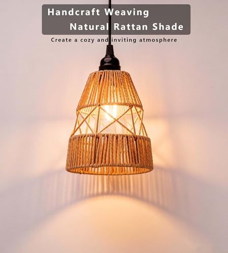 Battery powered Remote Control Hanging Pendant Light , Hand knitting 2 Pack - Image 3
