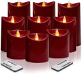 3 Pack Flameless Candles with Remote & Timer Ivory Outdoor Waterproof Led Pillar Candles(D3“x H 4”/5”/6”), Battery Operated Candles for Home & Holiday Party Decor (Red, 9 Pack) by Unknown