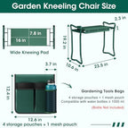 2-in-1 Garden Kneeler with Umbrella, Garden Kneeling Bench & Green Umbrella, Portable Garden Stool Loads Capacity 330lb and Garden Tools Bag with bottle holder, Gardening Gifts for Women,Men,Seniors - Image 6