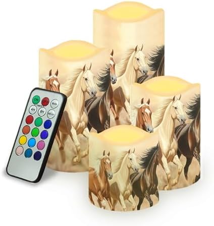 Horse Flameless Candles Flickering Battery Operated with Timer, Led Pillar Real Wax Candles Warm Light for Women Men Family Holiday Birthday Gifts Party Bedroom Home Decor by HELLHERO