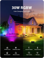 Onforu LED Flood Light Outdoor 300W Equivalent, 30W Color Changing RGBW Floodlight with Remote, 2700K Warm White IP66 Stage Lighting Indoor Uplights for Events, Uplighting for Party 4 Pack - Image 2