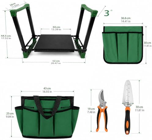 Garden Kneeler and Seat, Heavy Duty Foldable Garden Stool with Anti-Tip Outward Angled Legs, Thick Padded Kneeling Bench for Seniors, Portable Gardening Bench with Tool Bag - Image 2