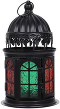 Moroccan Style Colorful Glass Tealight Candle Holder Hanging Lantern by cabilock