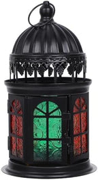 Moroccan Style Colorful Glass Tealight Candle Holder Hanging Lantern by cabilock