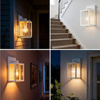 2 Pack Small Porch Sconce Lights-White 9 Inch Outdoor Wall Lantern Light Exterior Sconce Metal and Glass White Outside Wall Light for Hallway Entrance Garage Balcony - Image 6