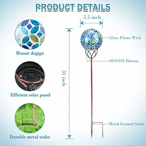 Solar Garden Decorative Light, Mosaic Gazing Globe Stake for Yard Decor - Image 2